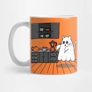 Morning Coffee Ghost Cat Mug